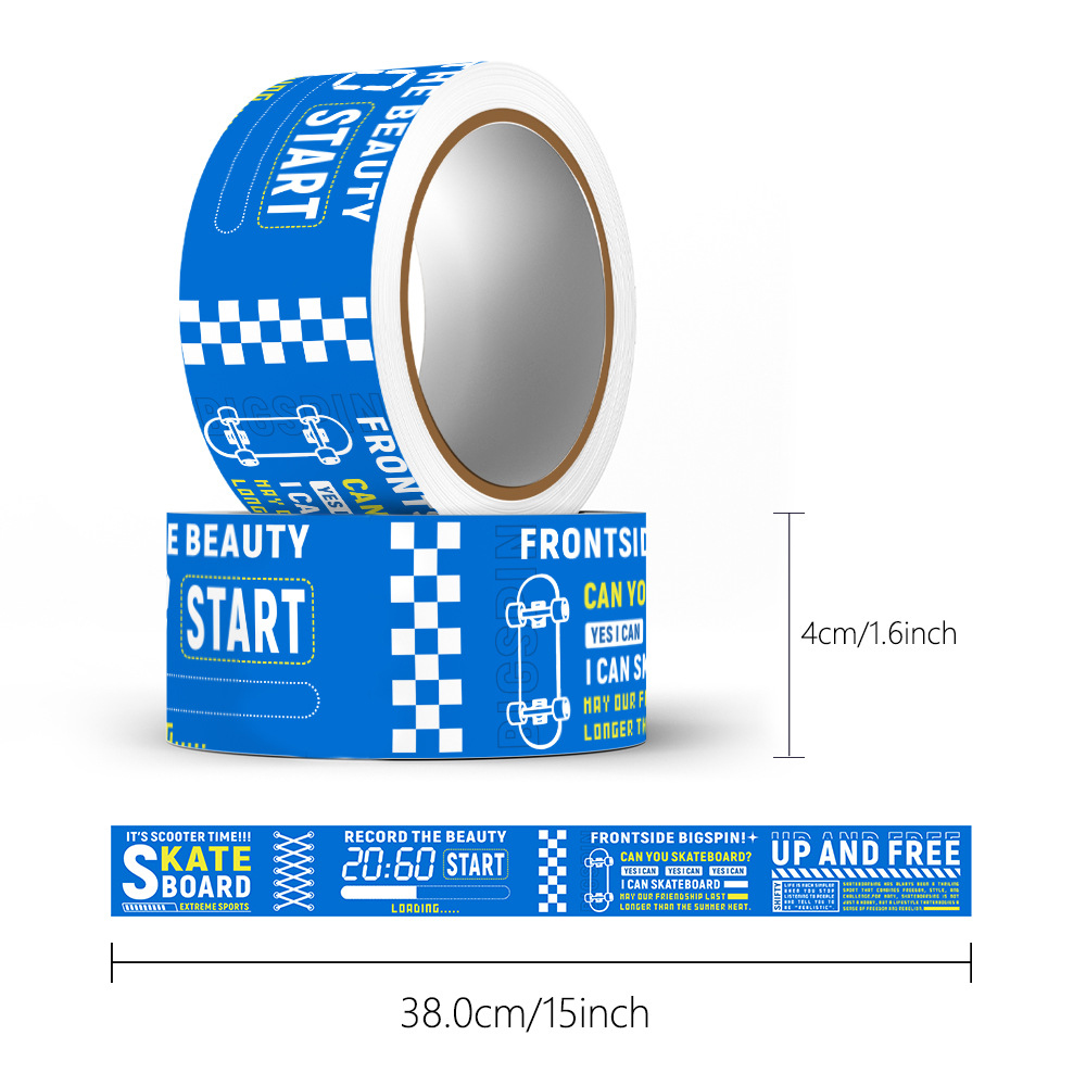 Kreative jubeln hoch Kreisförmige Aufkleber Band Englisch Lange Streifen Klebeband Aufkleber Wasserdichte Dichtungsbänder Geschenkbox Dekorativ 4 cm * 5 Mt: Blau