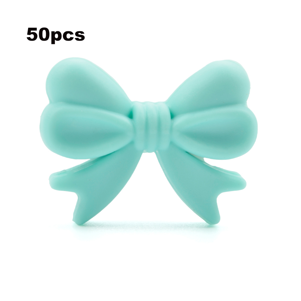 LOFCA – perles en Silicone avec nœud papillon, 50 pièces/lot, collier coloré, fabrication de bijoux, Bracelets, porte-clés, accessoires de bijouterie: Black