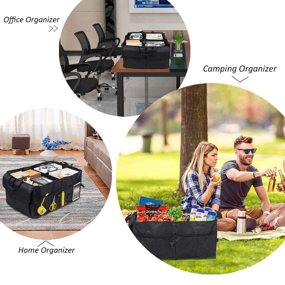 Car Trunk Organizer Case Auto SUV Traveling Cargo Multipurpose Collapsible Foldable Nylon Storage Container Box