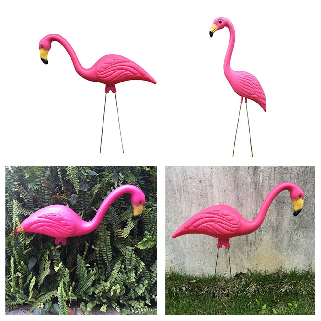 1 Pair Lifelike Pink Flamingo Yard Garden Lawn Art Ornament Decor Statues