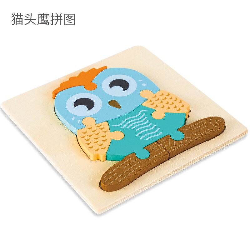Baby Spielzeug Holz 3D Puzzle Cartoon Tier Eule Elegante Intelligenz Kinder Pädagogisches Kinder Tangram Formen Lernen Jigsaw: owl