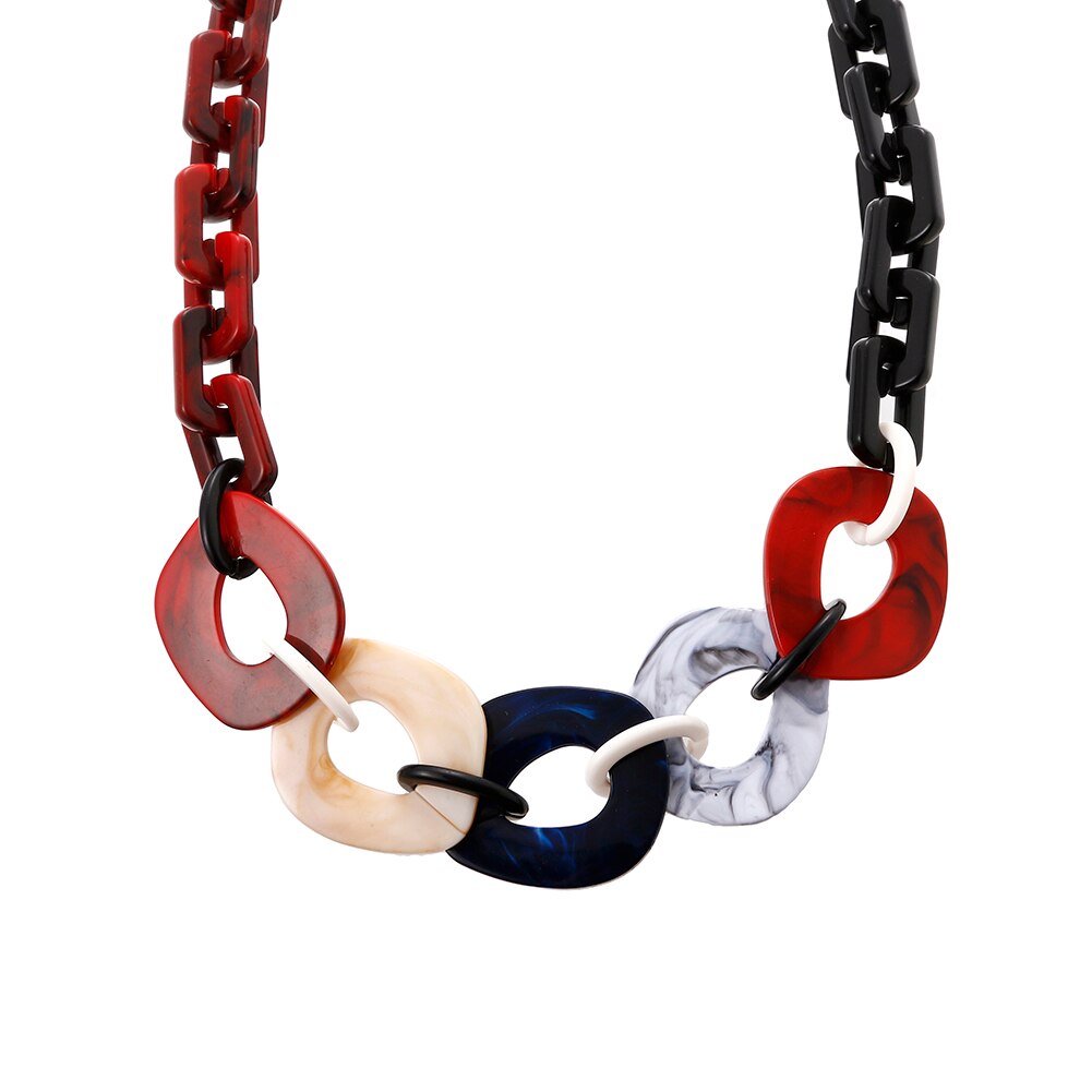 FishSheep-Collar con colgante grande de acrílico geométrico para mujer, cadena larga con estilo de ácido acético, joyería 2022: red chain as photo