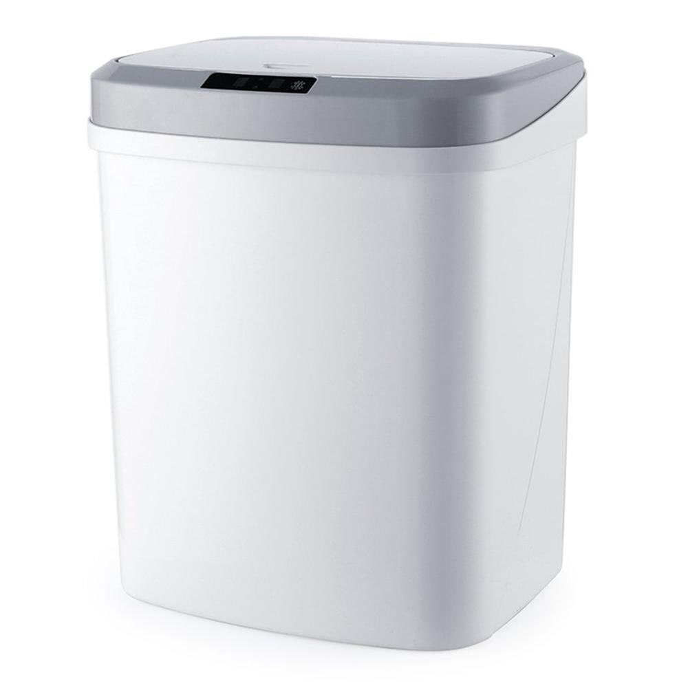 Intelligent Sensor Trash Can Household Mute Electric Cover Trash Can Charging Version Induction Plus Vibration: white
