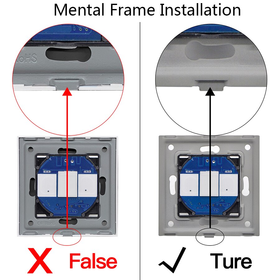 BSEED Touch Screen Light Switches LED Backlight EU Wall Sockets Switches Glass Panel Max.Load 300W 1/2/3Gang LED Light Switches
