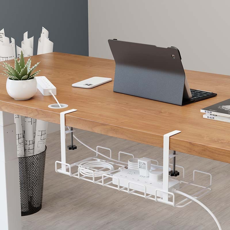 Bandeja de gestión de cables debajo del escritorio, organizador para cables, cables, regleta, estante de almacenamiento debajo de la mesa para oficina, 1 ud.