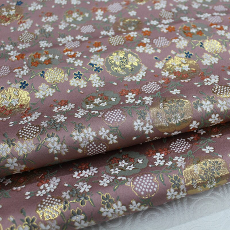 CF78 1 Yard Japanese Style Floral Silk Brocade Jacquard Fabric Kimono Clothing Fabric Korean Style Cushion Cover DIY Fabric