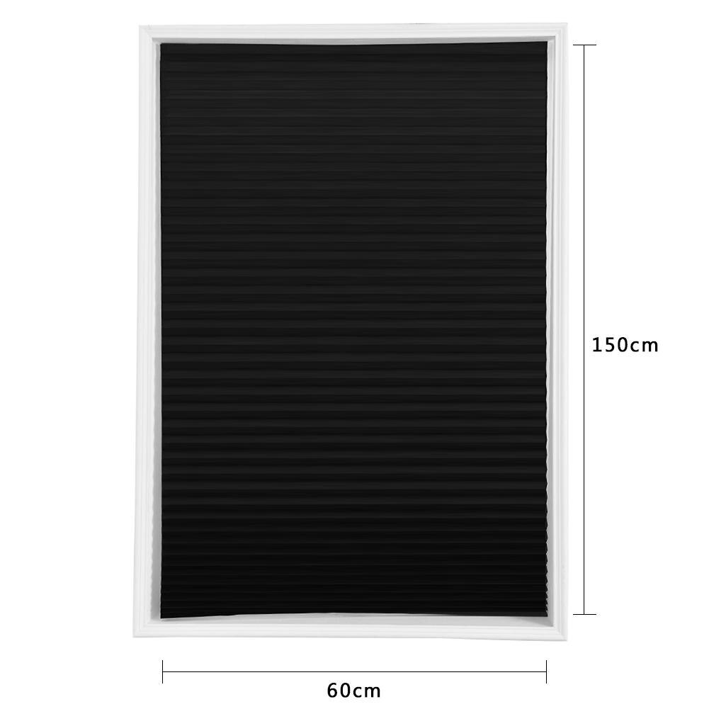Zelfklevende Geplooide Blinds Gordijnen Woonkamer Half Verduisterende Gordijnen Voor Badkamer Balkon Shades Home Decor: Black 60X150cm