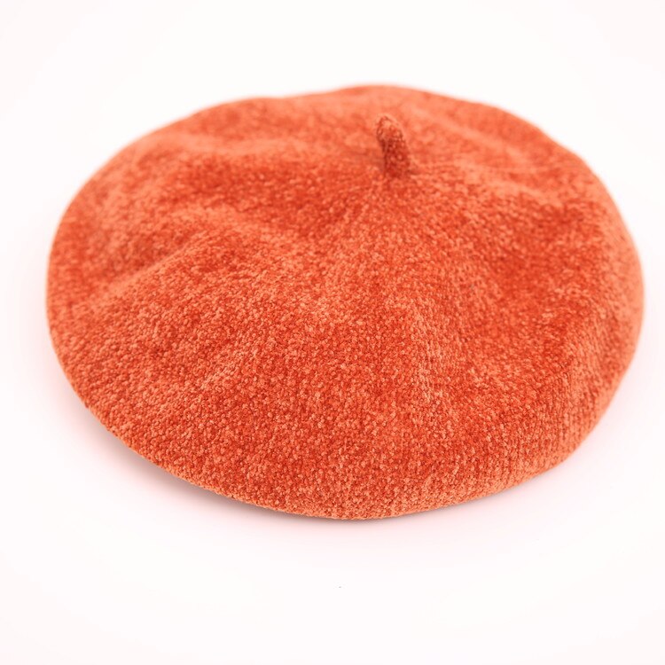 Franse Kunstenaar Ronde Baret Caps Herfst Meisjes Vrouwelijke Casual Katoen Chenille Baretten Caps Pet Gorros: orange