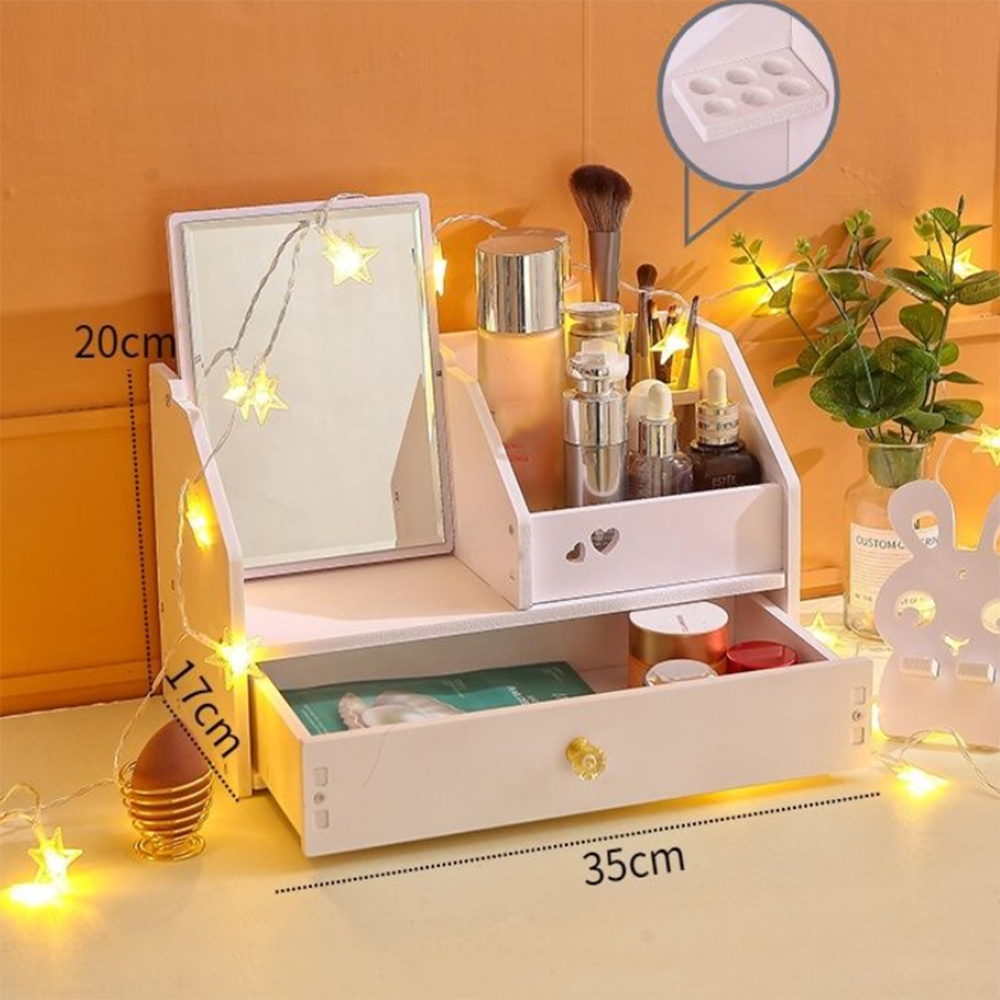 Table Mirror Storage Makeup table Mirror with Drawer Dressing Table Mirrors for Bedroom Beauty Cosmetic Mirror Jewelry Mirrors: H