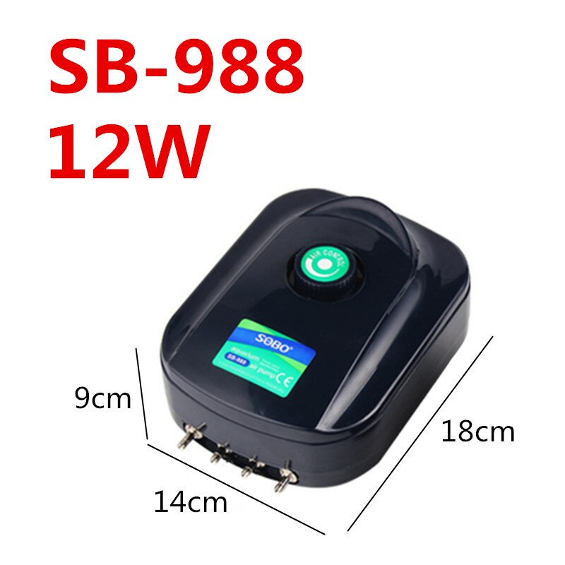 Powerful Silent Aquarium Mini Air Compressor Fish Tank Air Pump Adjustable Aquarium Oxygen Pump Aerator Air Bubble Maker Pump: SB988