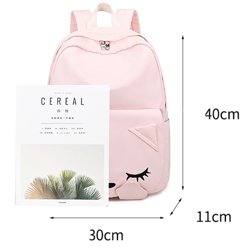 Bolso escolar de gato Rosa bonito para mujer, mochila de viaje a prueba de agua de Corea para estudiante, mochila para computador portátil linda de nailon