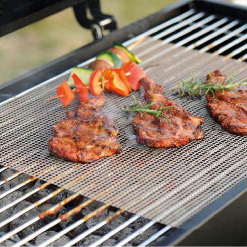 Bbq tillbehör bbq matta återanvändbar grillmatta non-stick grill nätmatta teflon kök matlagning rökare grillmatta verktyg