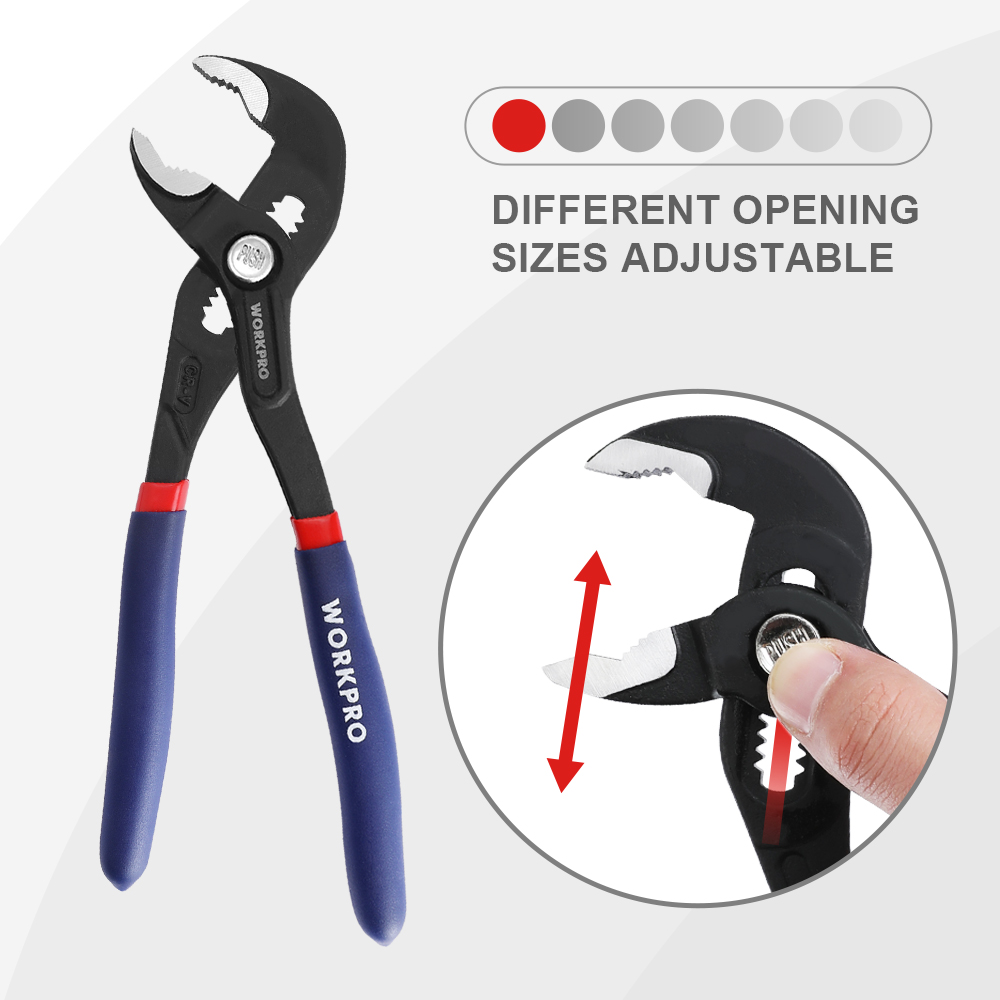 Workpro 2pc vattenpumpstång 7 " & 10 " justerbar snabbjustering böjd käft spårfog tång halkfritt komforthandtag