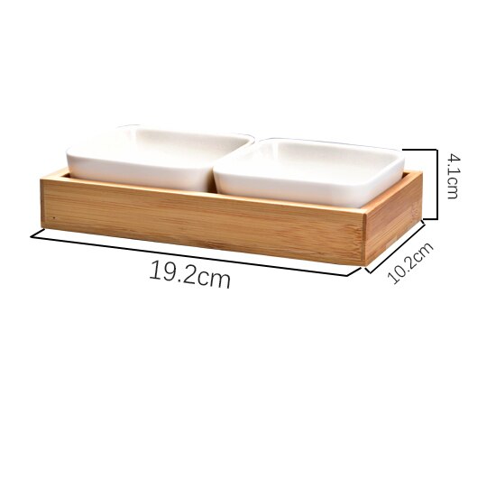 Japan Style Kitchen Organizer Ceramic Bowls Food Storage Containers with Bamboo Lid and Pallets Snack Serving Tray: 2 Bowls no Lid