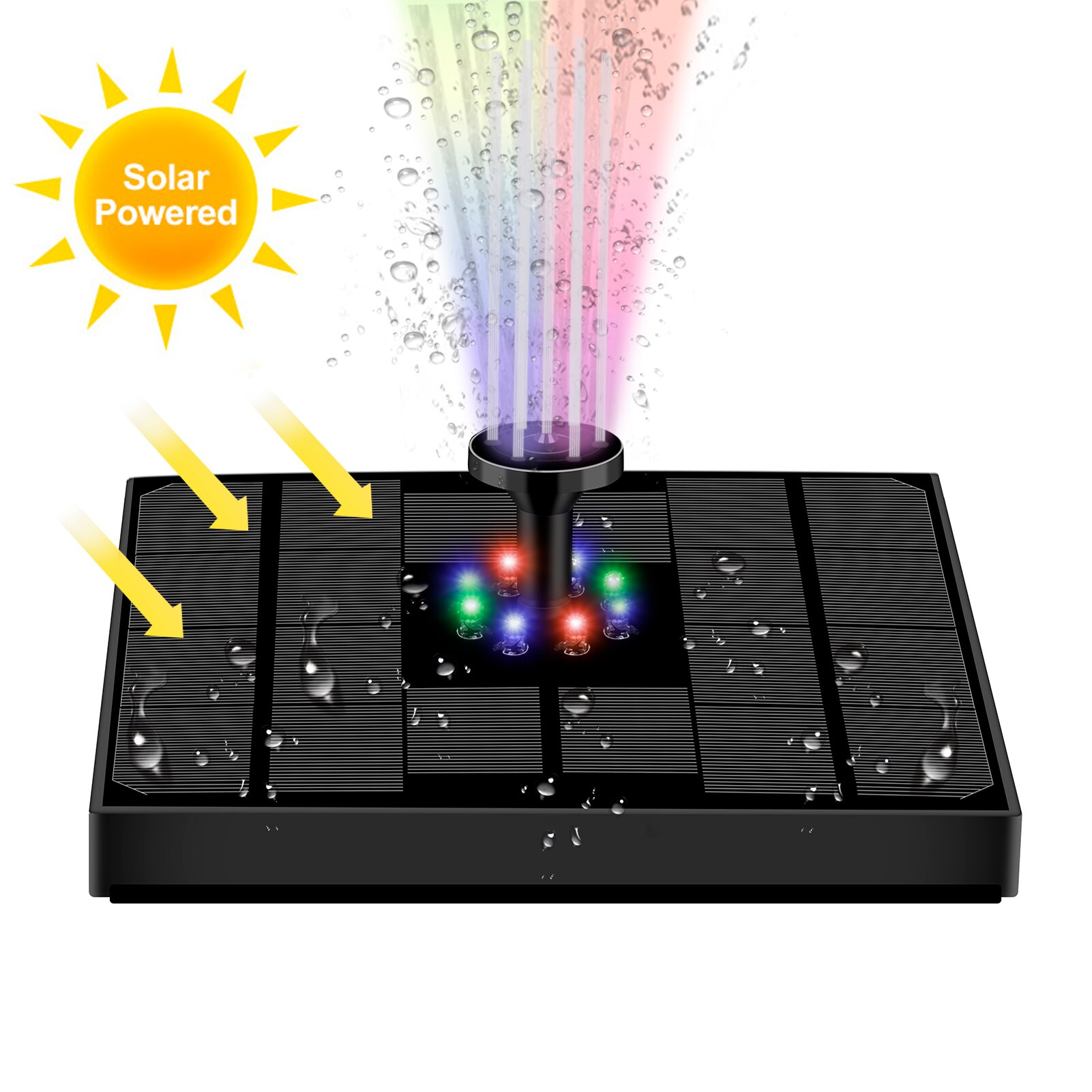 3.7V-10V /1.2W-3.5W Solar Fountain Floating Fountain Swimming Pool Water Pump Solar Panel LED Colorful Lights Shower Fountain: as shows  5V4W