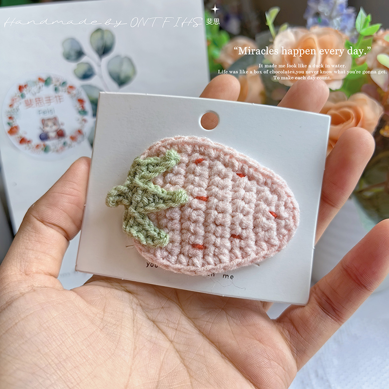 Pinzas para el cabello de fresa de ganchillo hechas a mano para niñas recién nacidas, horquillas a presión de hilo de algodón, horquillas rojas, pasadores BB para niños: Gris