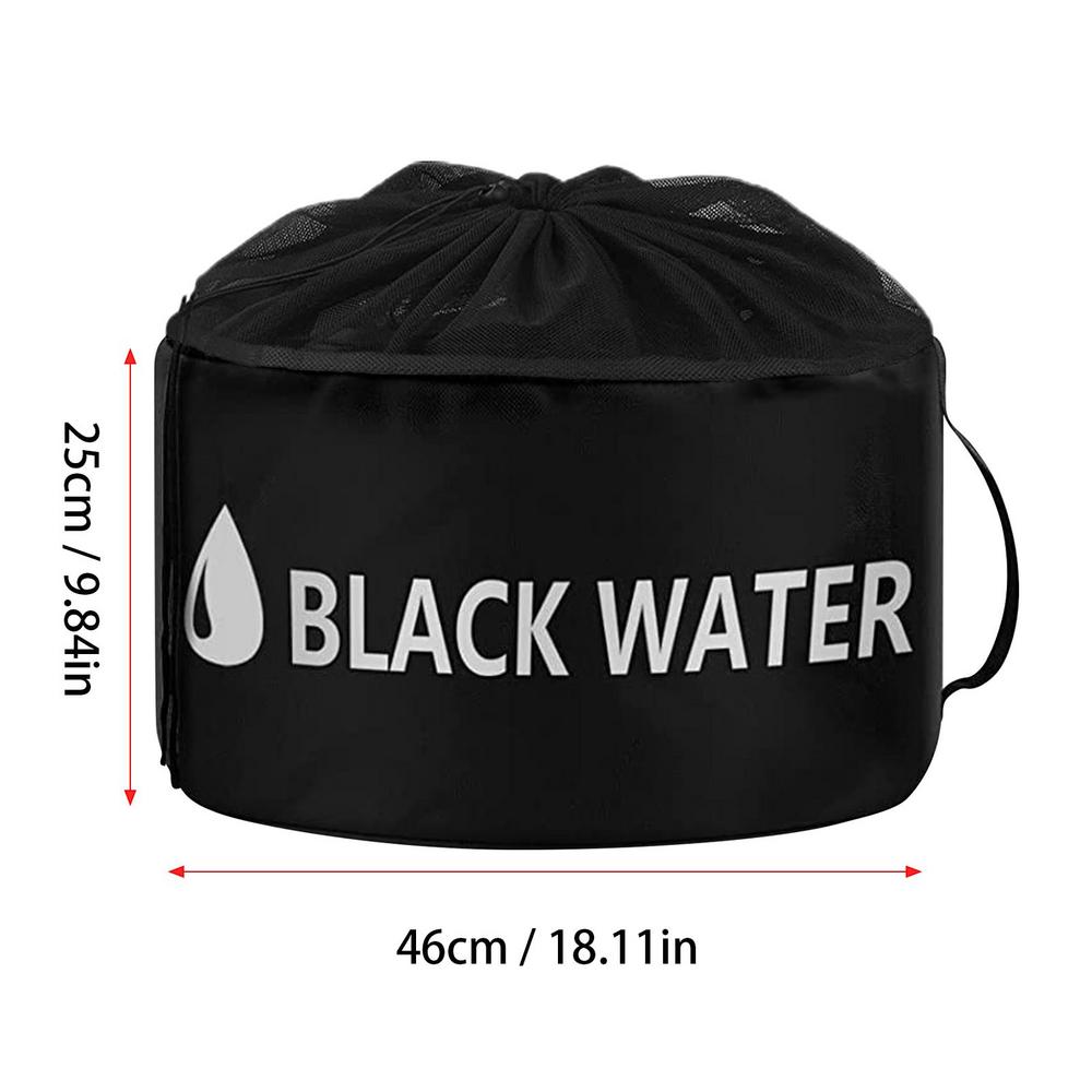 RVs Storage Utility Bag Caravans Motorhome Water Hose Storage Bag Indoor Breathable Drawstring Pouch Hiking Foldable Organizer: black