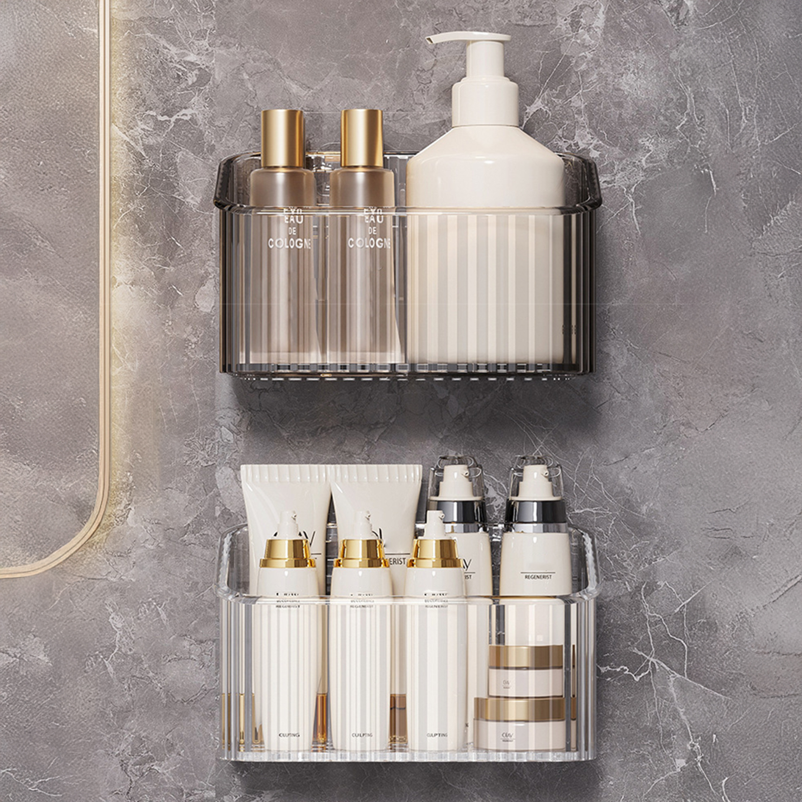 Bathroom Storage Rack Transparent Plastic Organizer Holder Toiletry Hair Accessory Jewelry Makeup Organizer Bracket Storage Rack