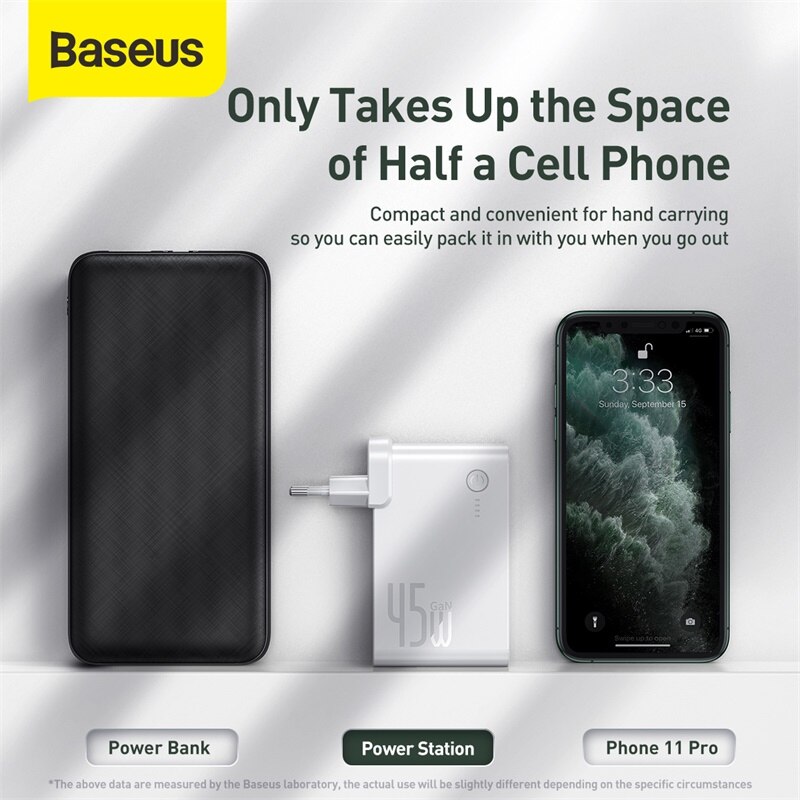 Baseus 2 In 1 Power Bank 10000Mah Gan Charger 2 In 1 Pd Qc 3.0 Afc Snel Opladen Usb oplader Voor Iphone Samsung Voor Macbook Pro