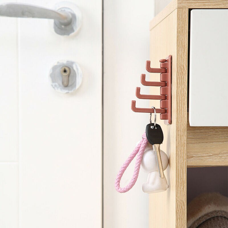 4 Hook Self Adhesive Wall Hooks Clear Strong Sticky Heavy Removable Blue/White