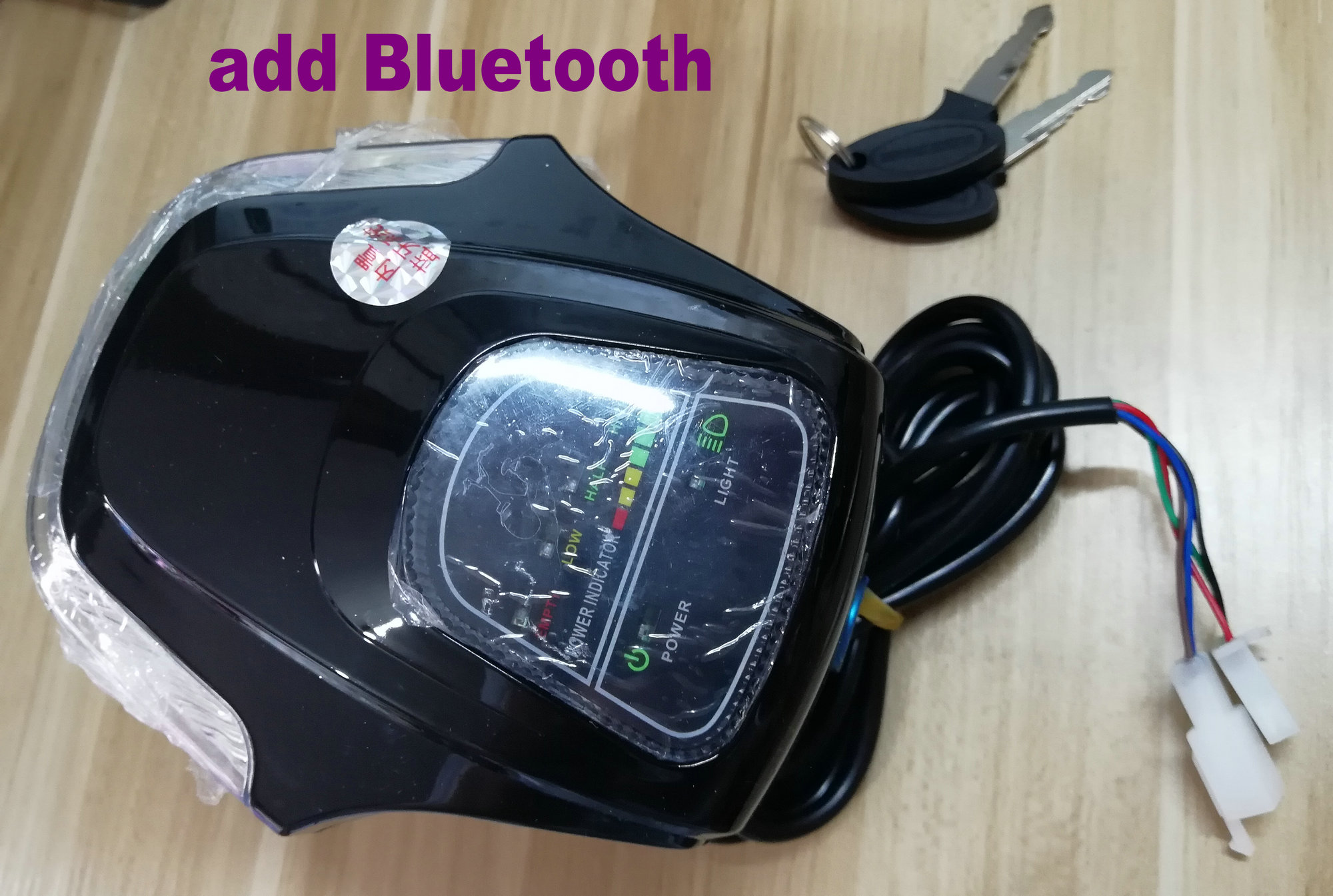 60v/48v batterinivå / strömindikator + frontljus + bluetooth + lås / nyckel för elektrisk cykel trehjuling mtb-skoter diy-del: 60 vbatterybluetooth