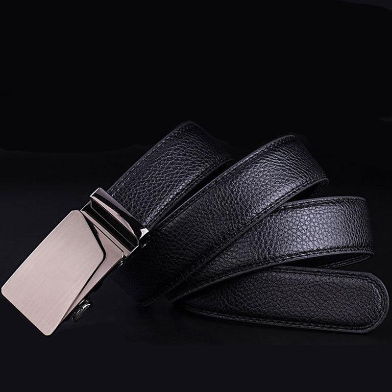 1 Pcs Men's PU Belt Automatic Buckle Buckle Belt Belt Leather Metal Buckle Belt Men's Automatic Buckle Belt