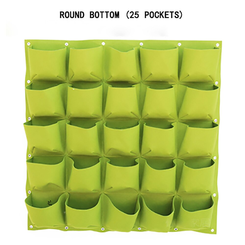 Wall Mount Hanging Planting Bags Home Supplies Multi Pockets DIY Grow Bag Planter Vertical Growing Vegetable Living Garden Bag: 25 pockets  (L)