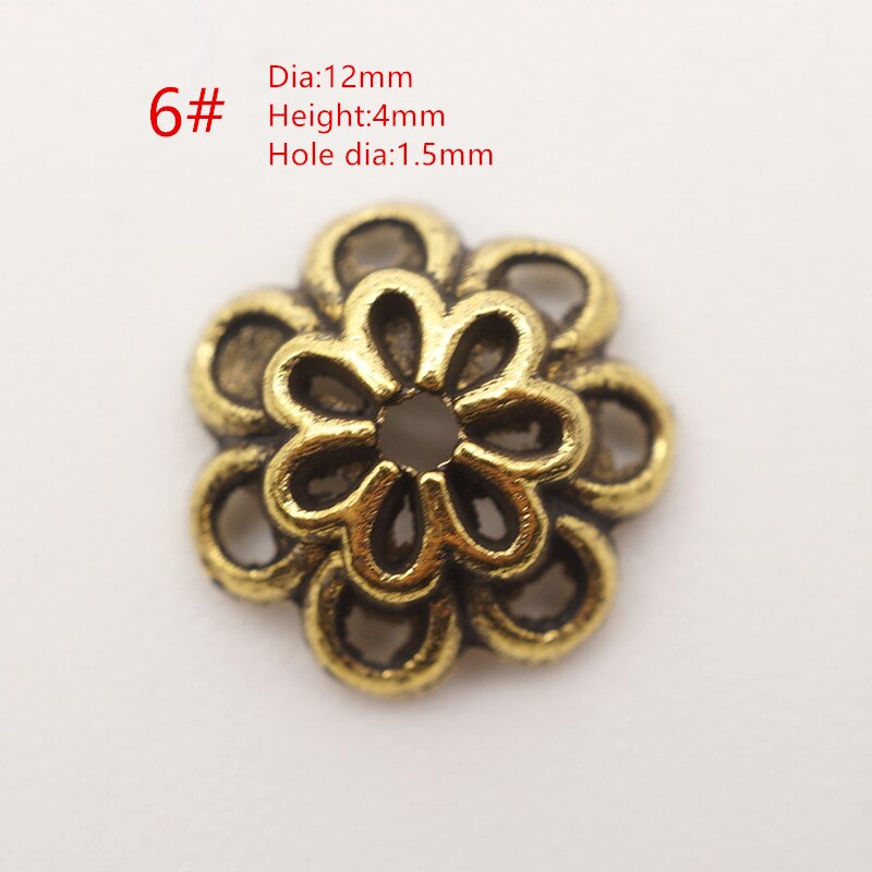 30 Uds de aleación de Zinc de cuenta tibetana tapas Fit de 6-10mm perlas de espaciador de estilo de Bali, perlas para joyería haciendo encontrar accesorios HK146: Style 6 Gold 12mm