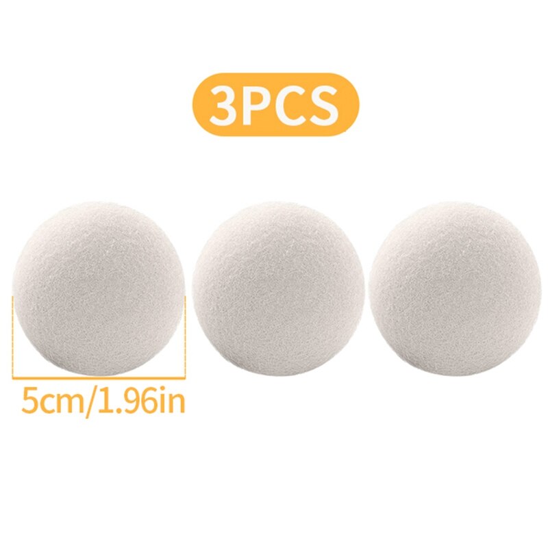 1/3Pcs Wol Droger Ballen Herbruikbare Waterontharder Wasgoed Drogen Wol Bal Thuis Wassen Ballen Drogen Kleding Wasmachine gereedschap: 3Pcs 5cm