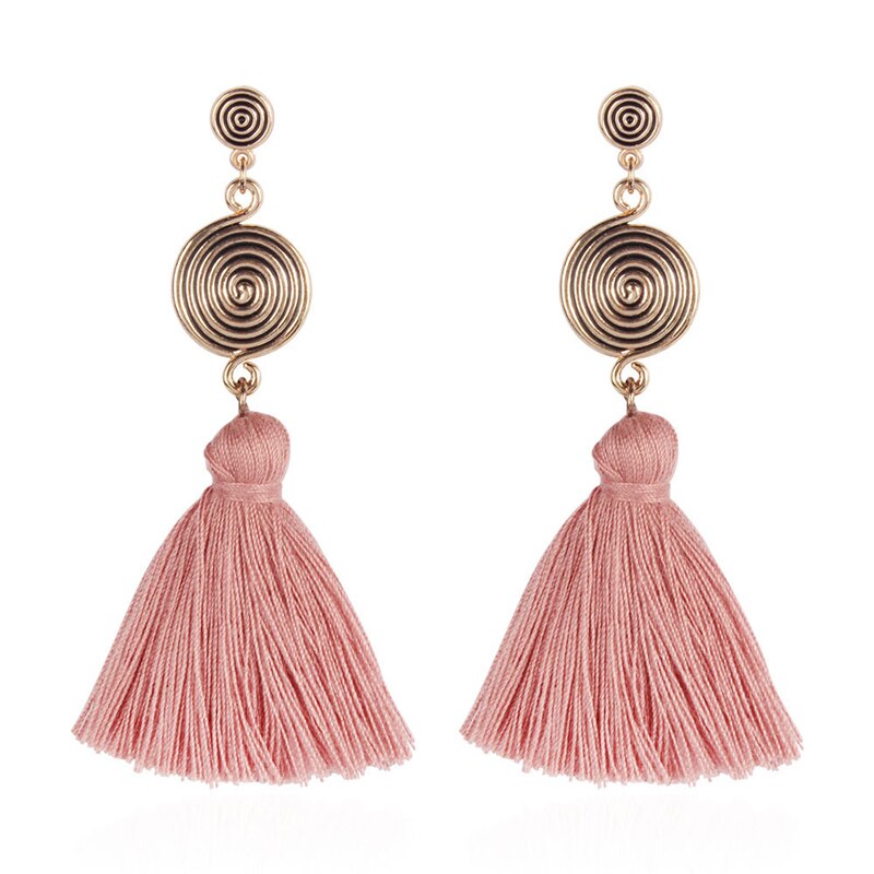 Kwastje Oorbellen Vrouwen Vintage Draad Kwastje Oorbellen Boho Bohemian Vintage Paleis Fringe Tassel Oorbellen Dangle: Pink