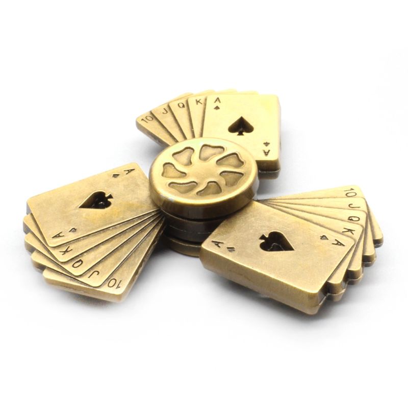 Poker Style Hand Spinner Game Toy Zinc Alloy Bearing High Speed Spinning Anxiety Stress Reducer Helping ADHD Focus Tool: Gold