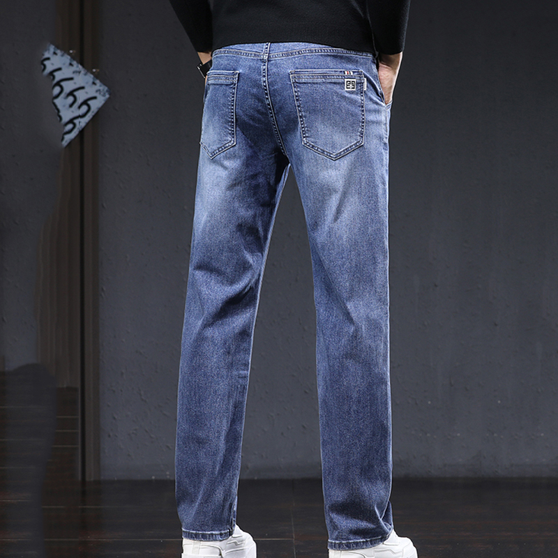 Pantalones vaqueros rectos para hombre, Jeans lavados de , elásticos, informales, versátiles, de , clásicos, primavera y otoño