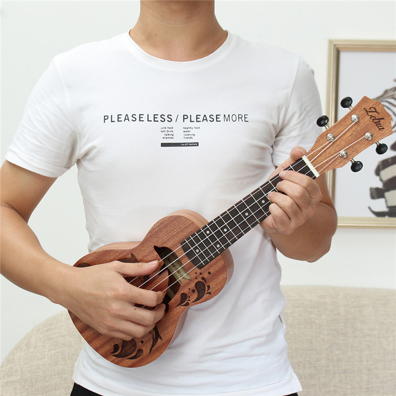 Ukulele – Mini guitare Soprano en bois de rose Uke, 21 pouces, 4 cordes en Nylon, motif de dauphin, hawaïen, Uke, Instrument de musique