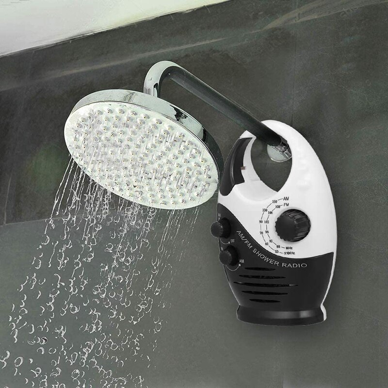 AM/FM Mini Shower Radio Bathroom Waterproof Radio Hanging Music Radio Built-in Speaker
