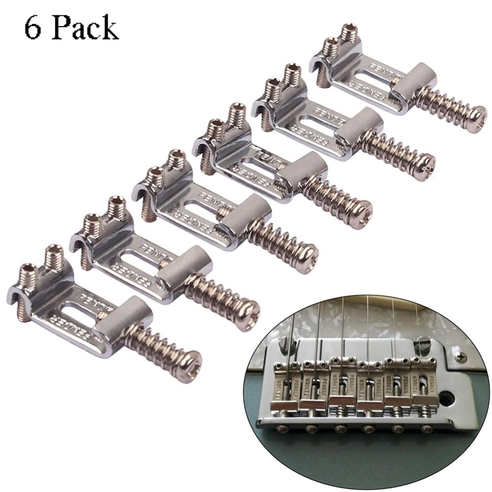 Silletas de puente para guitarra eléctrica rodillos de níquel, Tremolo, silletas de puente para Stratocaster Telecaster, 6 unidades