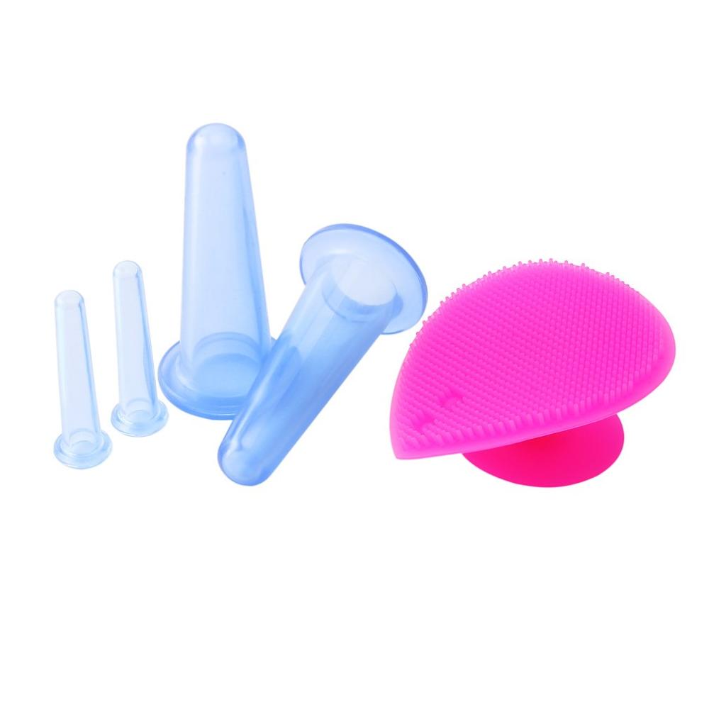 5 stk/sæt silikone cupping kopper ryg krop massage hjælper anti cellulite massage vakuum dåser sundhedspleje cellulite sugekop: Blå