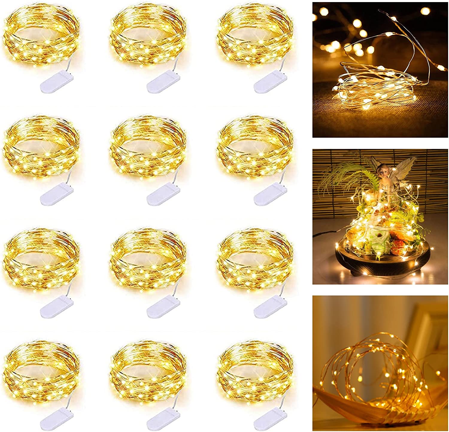 20 40Leds Kerstverlichting Battery Operated Koperdraad Led String Lights Waterdicht Voor Diy Bruiloft Slaapkamer Kerst Decor