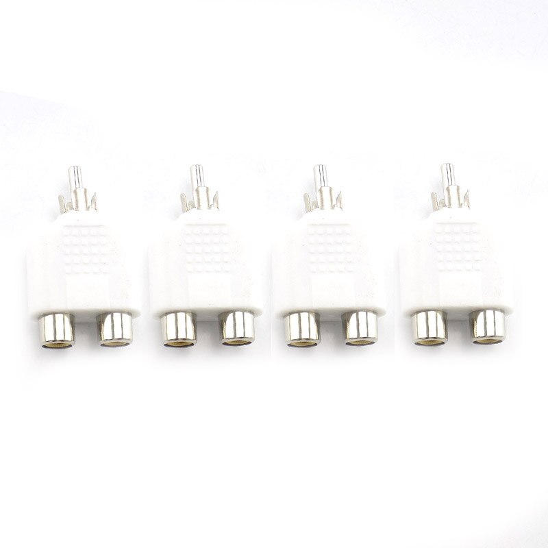 4pcs RCA Connector Y Splitter 1 Male to 2 Female Adapter AV Jack Plug Double Audio Video Converter CCTV Camera Security System: white