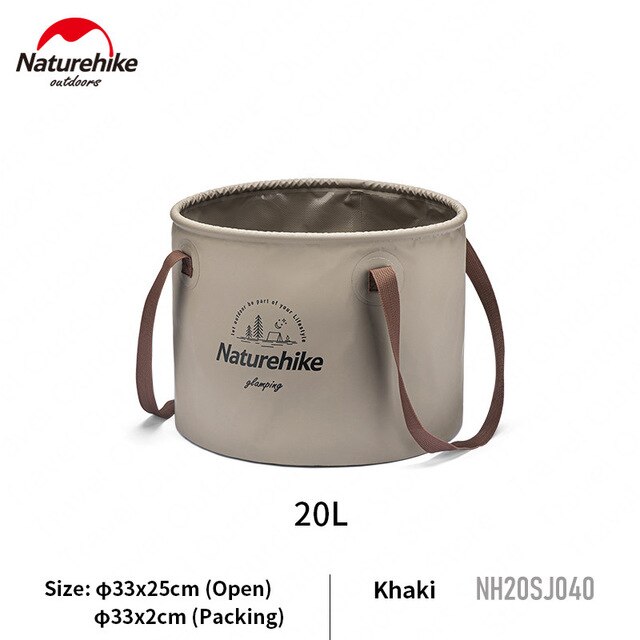 Naturehike udendørs camping vandspand ultralet foldbart vandbassin bærbar udendørs picnic vandpose: Khaki 20l