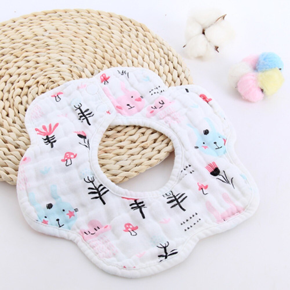 Waterproof Baby Bibs Kids Saliva Towel Flower Print Cotton Baby Boys Girl Bib 360 Degree Rotation Infant Bibs Burp Cloth: Rabbit
