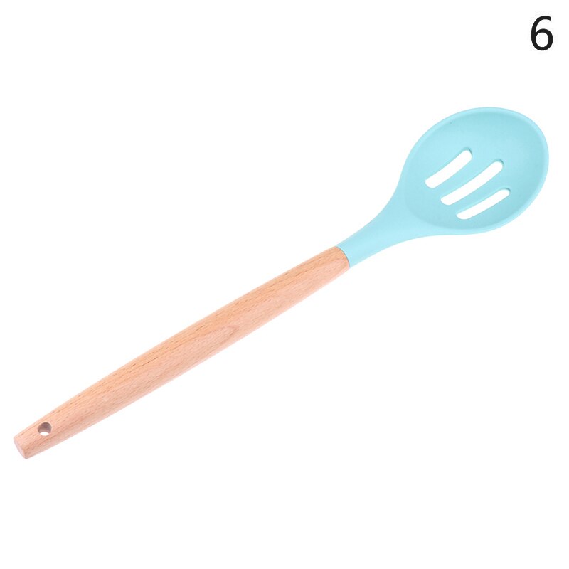 Silicone Wood Turner Soup Spoon Spatula Brush Scraper Pasta Server Egg Beater Kitchen Cooking Tools Kitchenware