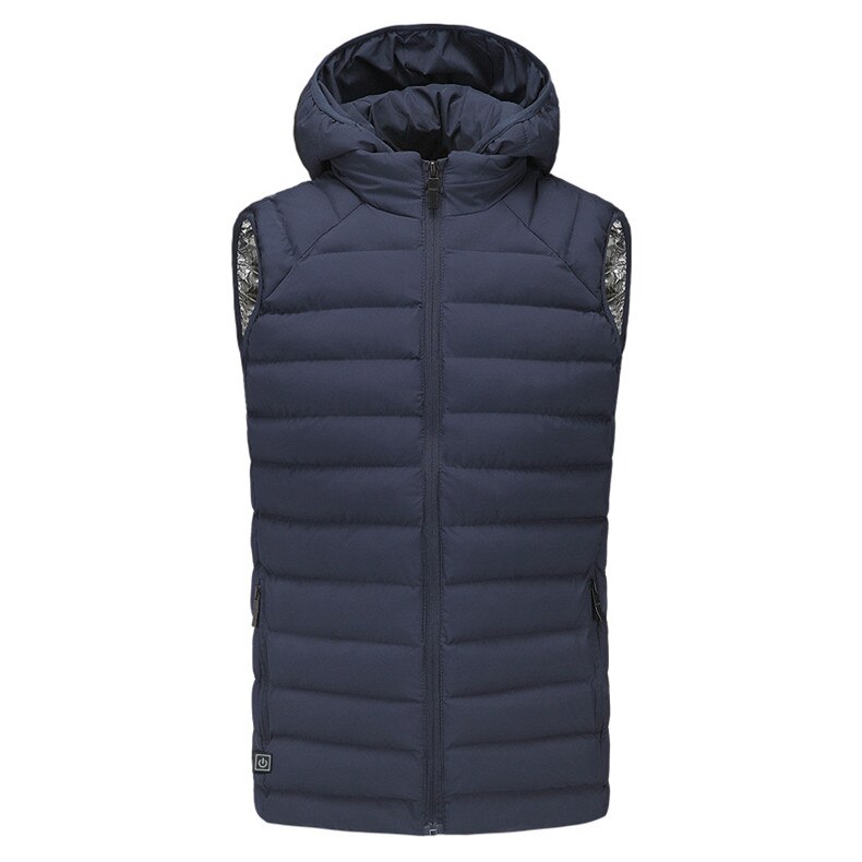 Ropa de calefacción eléctrica para exteriores, chaleco eléctrico con carga USB, accesorios para mantener el calor al aire libre, esquí, pesca: Azul / L