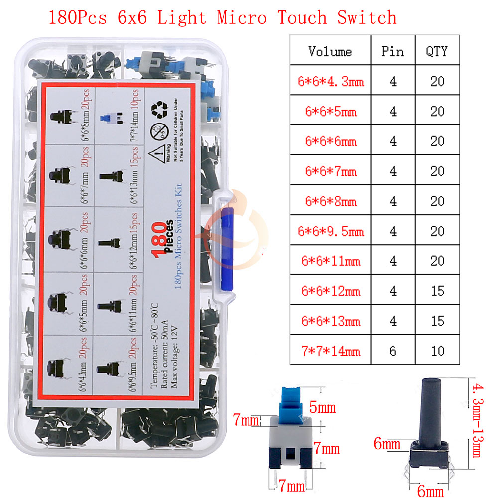 Car Remote Control Keys Button Touch Microswitch DIY Micro Switch Assorted kit Push Button Tact Switches Reset Mini Leaf Switch: SKY BLUE
