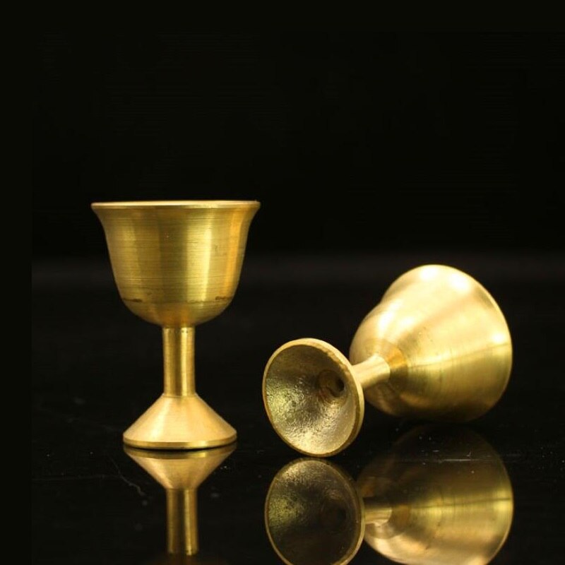 Copa de cobre puro, artículos budistas, copa para Dios de la riqueza