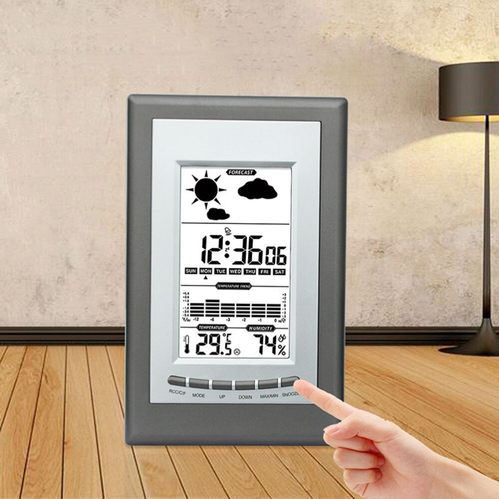 1Pc Rechthoek Multifunctionele Lichtgevende Klok Thermometer Kalender Klok Voor Thuis Slaapkamer Woonkamer Kantoor