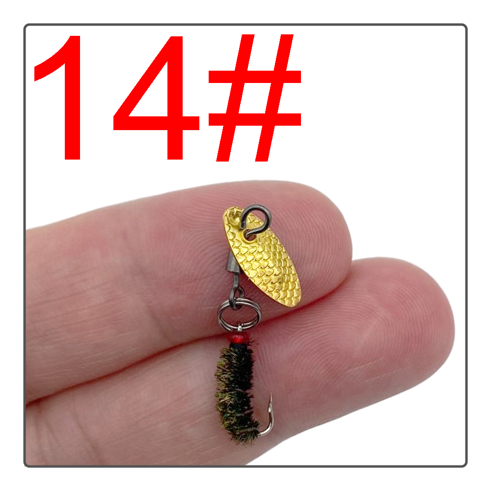 12#14#16#18#  fiskeagn fluefiske lokke fiskeskje ørret lokke enkelt krok svingbar skje lokke: Gul