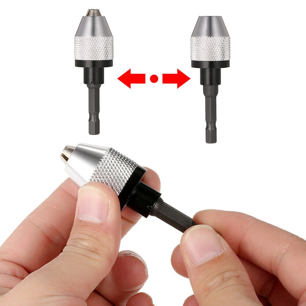 Hex Drill Bits Adapter Keyless Shaft Chuck Clamp 0.3-6.5mm Electric Motor Shaft Mini Chuck Fixture 1/4 ''Hex Shank Drill Chuck