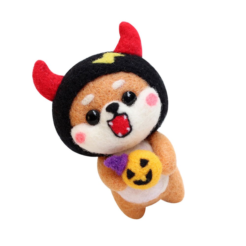 Kit de fieltro de lana para niños y adultos, Kit de aguja para manualidades de felpa de perro de dibujos animados, suministros de fieltro, manualidades de manualidades para el hogar, (Akita)