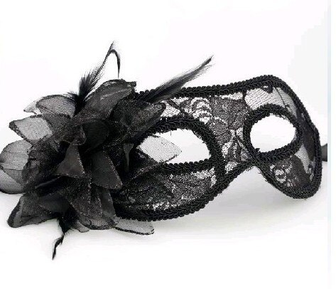 Härlig sexig spetsmask halloween kostym rekvisita genomskinlig fest boll ögonmask för halloween maskerad fest kostym kostym: Svart