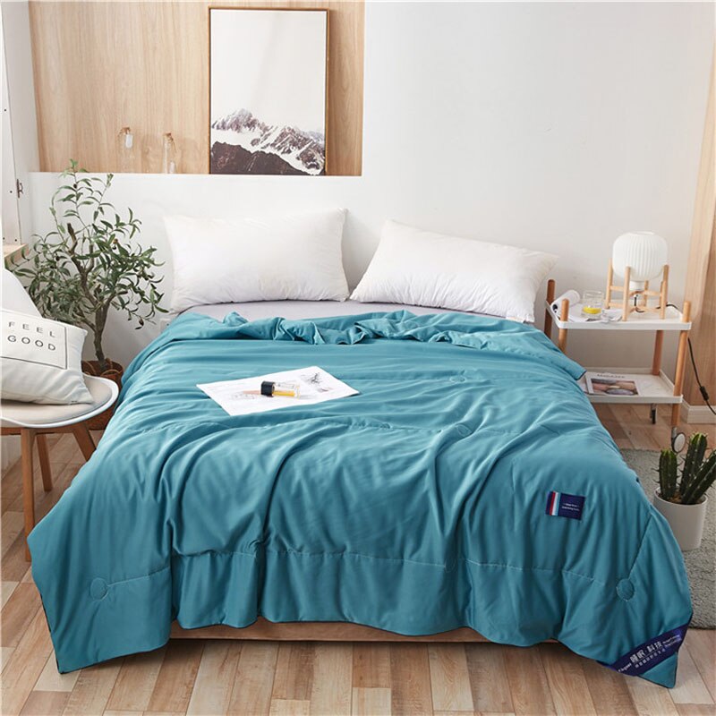 Zomer Cool Fiber Quilt Grijs Airconditioning Dunne Dekbed Plaid Deken Gewatteerde Sprei Voor Dubbele Bed Sprei Bed Cover